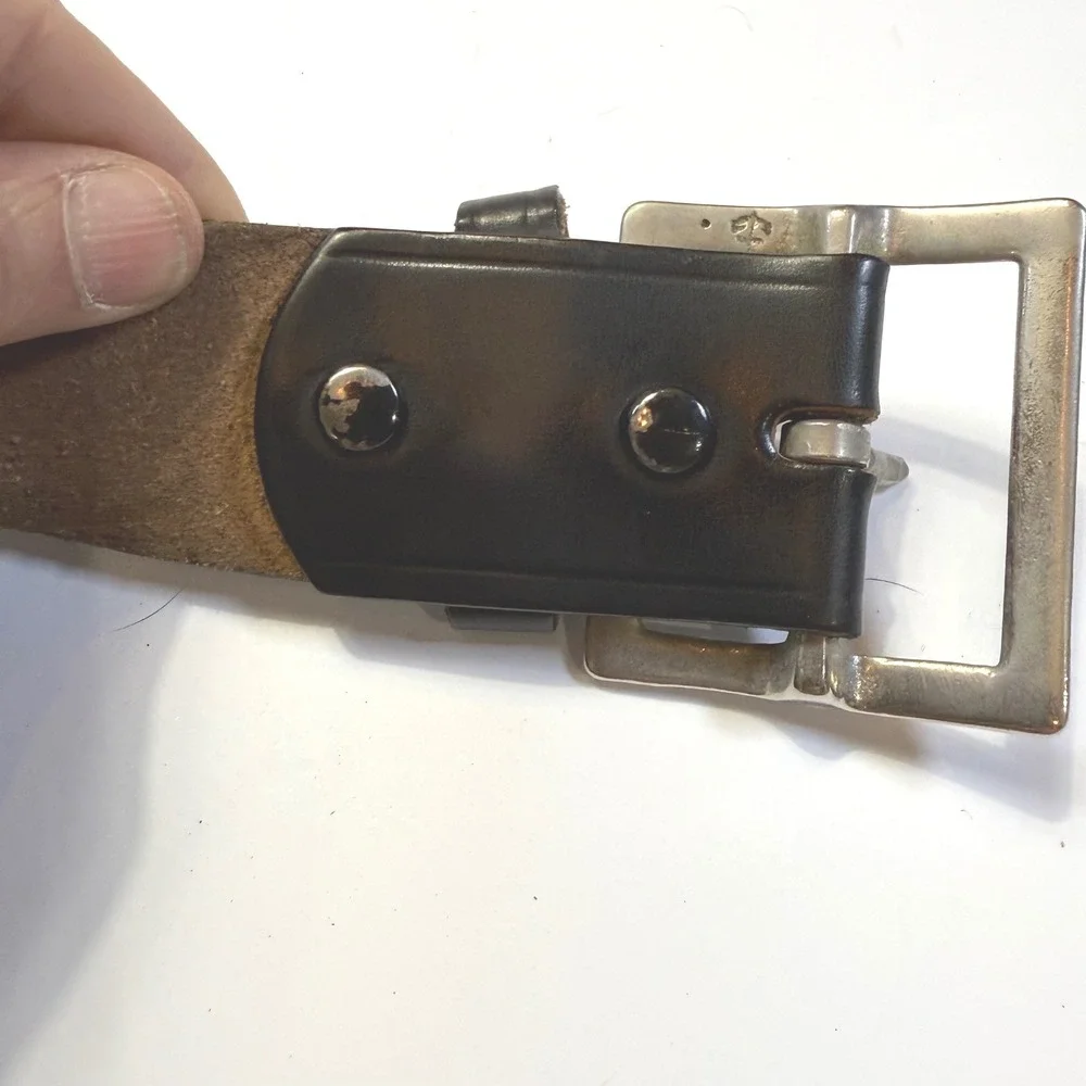 Brookfield Uniforms Mens Leather Belt Brown Silver Square Buckle  1.5in Sz 38